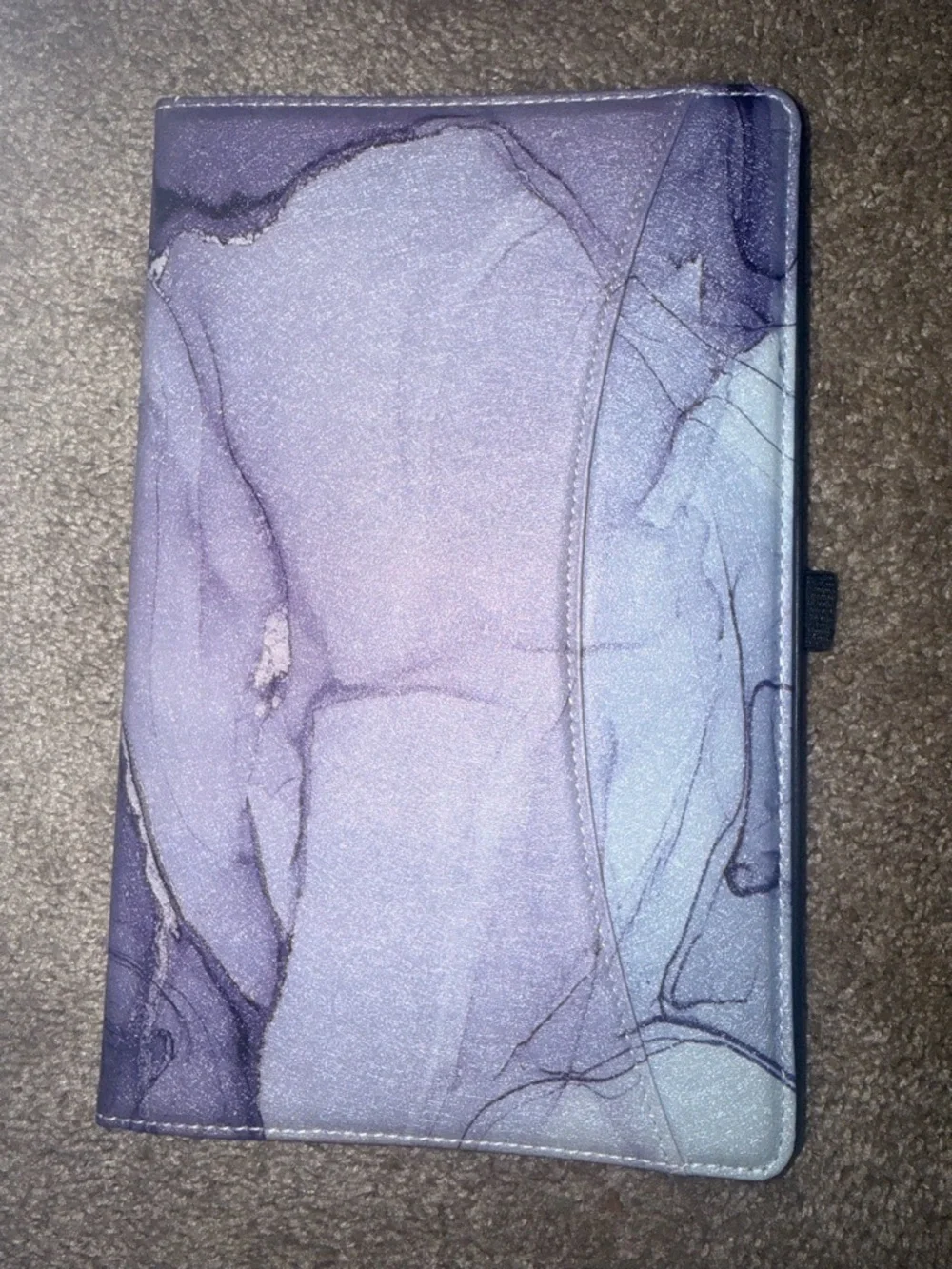 Purple Marble Tablet Folio Case with Black Elastic Strap